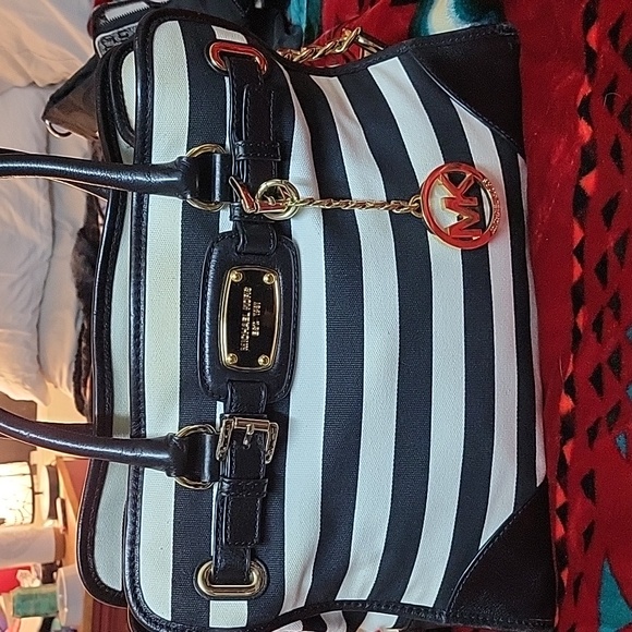Michael Kors Handbags - Michael Kors black and white striped bag. NWOT